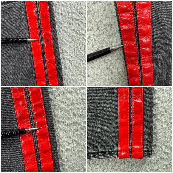 Rag & Bone Jeans Women 27 Pant Black Red Racer Stripe Ankle Straight Faded Denim - Picture 7 of 8